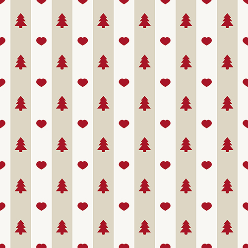 Seamless Christmas tree and heart pattern, perfect for holiday crafting, sewing, and DIY projects