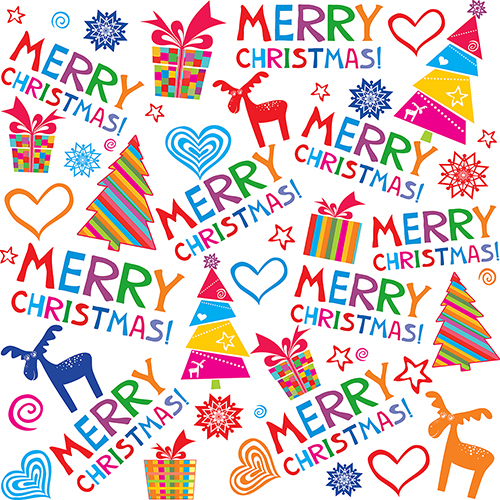 Seamless Merry Christmas pattern with colorful designs, perfect for holiday crafting, sewing, and DIY projects
