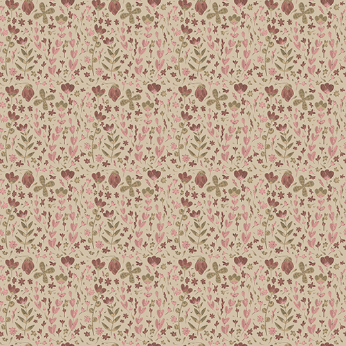 Beige small floral pattern quilting fabric, perfect for crafting, sewing, and DIY projects