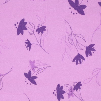 Light purple fabric with dark purple abstract floral prints.