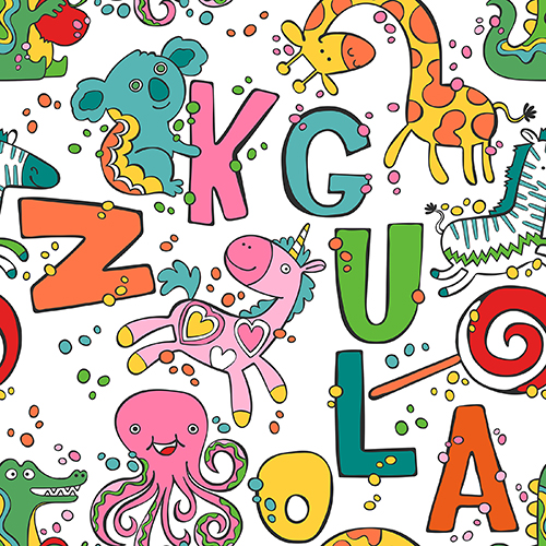 Colorful Alphabet and Animals Pattern for Kids