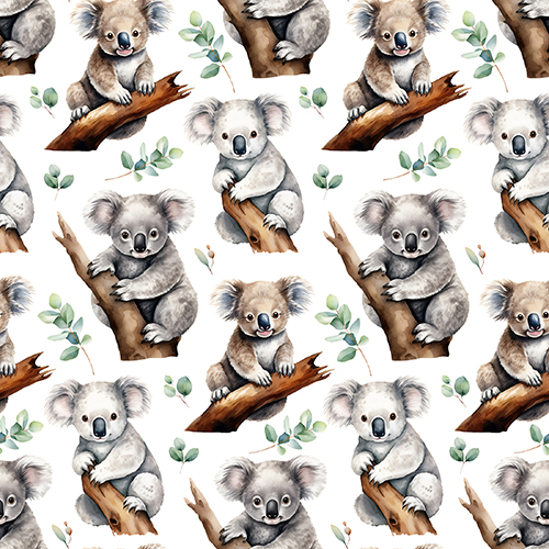 Koalas on Branches Watercolor Pattern