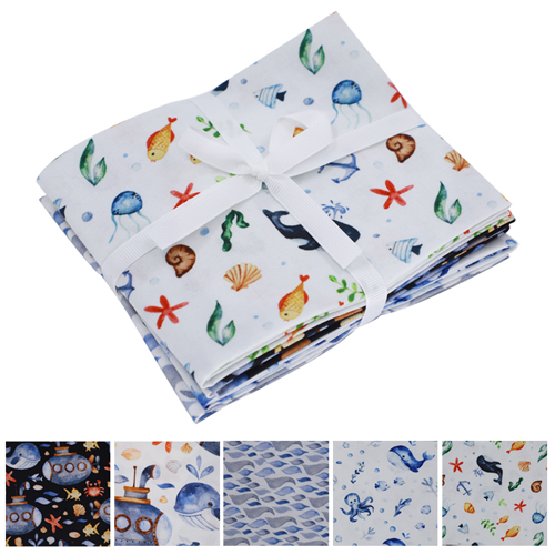 Underwater Theme Cotton Fabric Fat Quarter Bundle of 5 (2)